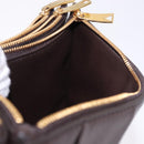 BOTTEGA VENETA MAXI INTRECCIATO Clutch Bag Leather Dark Brown Gold Auth ki6767M-21