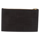 BOTTEGA VENETA MAXI INTRECCIATO Clutch Bag Leather Dark Brown Gold Auth ki6767M-3