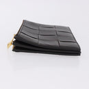 BOTTEGA VENETA MAXI INTRECCIATO Clutch Bag Leather Dark Brown Gold Auth ki6767M-5