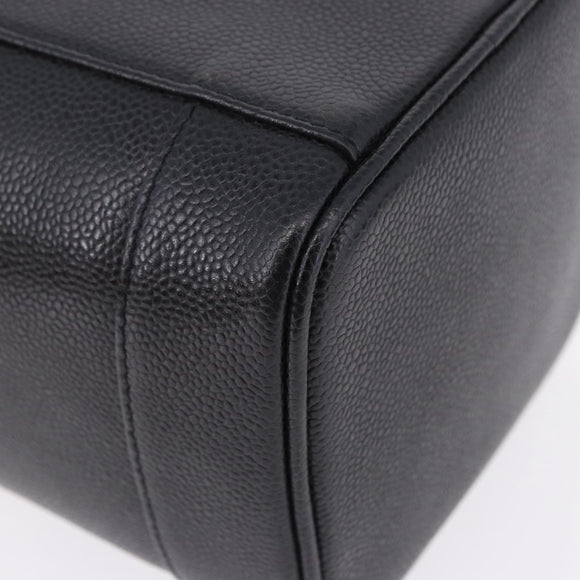 CHANEL COCO Mark Vanity Hand Bag Caviar Skin Black Gold CC Auth ki6768SAV