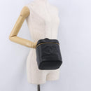 CHANEL COCO Mark Vanity Hand Bag Caviar Skin Black Gold CC Auth ki6768SAV-22