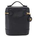 CHANEL COCO Mark Vanity Hand Bag Caviar Skin Black Gold CC Auth ki6768SAV-3