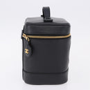 CHANEL COCO Mark Vanity Hand Bag Caviar Skin Black Gold CC Auth ki6768SAV-5