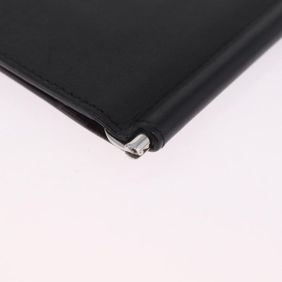 Cartier Money Clip Wallet Leather Black Silver Auth ki6772M