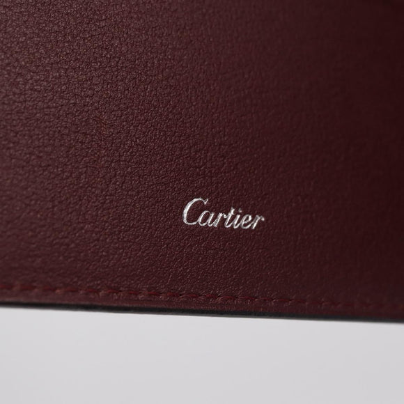 Cartier Money Clip Wallet Leather Black Silver Auth ki6772M