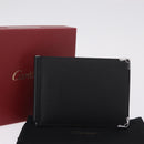 Cartier Money Clip Wallet Leather Black Silver Auth ki6772M-19