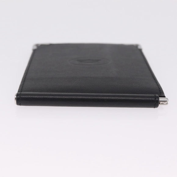 Cartier Money Clip Wallet Leather Black Silver Auth ki6772M
