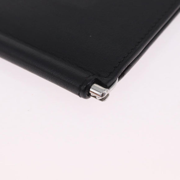 Cartier Money Clip Wallet Leather Black Silver Auth ki6772M