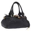 Chloe Paddington Hand Bag Leather Black Gold Silver Auth ki6773M-1