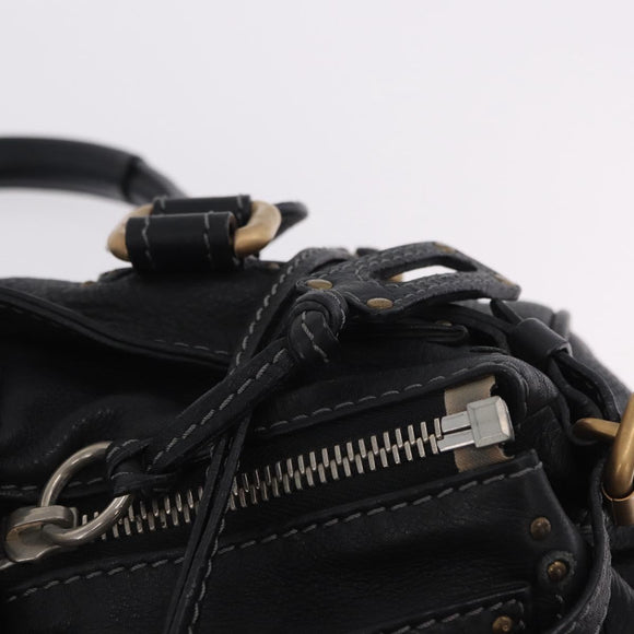 Chloe Paddington Hand Bag Leather Black Gold Silver Auth ki6773M