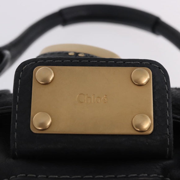 Chloe Paddington Hand Bag Leather Black Gold Silver Auth ki6773M