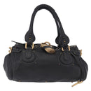 Chloe Paddington Hand Bag Leather Black Gold Silver Auth ki6773M-13