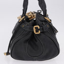 Chloe Paddington Hand Bag Leather Black Gold Silver Auth ki6773M-3
