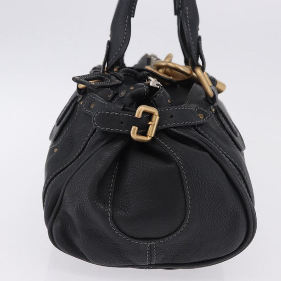 Chloe Paddington Hand Bag Leather Black Gold Silver Auth ki6773M