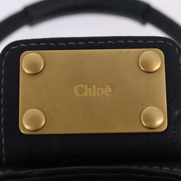 Chloe Paddington Hand Bag Leather Black Gold Silver Auth ki6774M