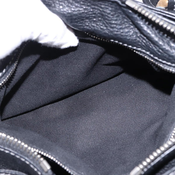 Chloe Paddington Hand Bag Leather Black Gold Silver Auth ki6774M