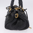 Chloe Paddington Hand Bag Leather Black Gold Silver Auth ki6774M-5