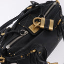 Chloe Paddington Hand Bag Leather Black Gold Silver Auth ki6774M-6
