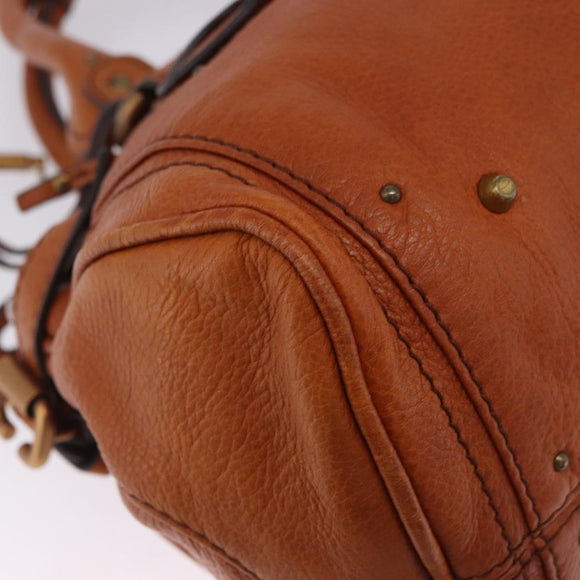 Chloe Paddington Hand Bag Leather Brown Gold Silver Auth ki6775M