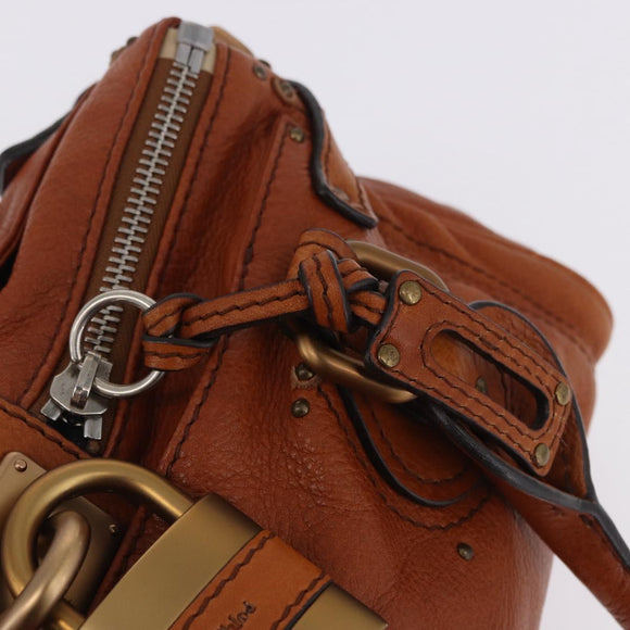 Chloe Paddington Hand Bag Leather Brown Gold Silver Auth ki6775M