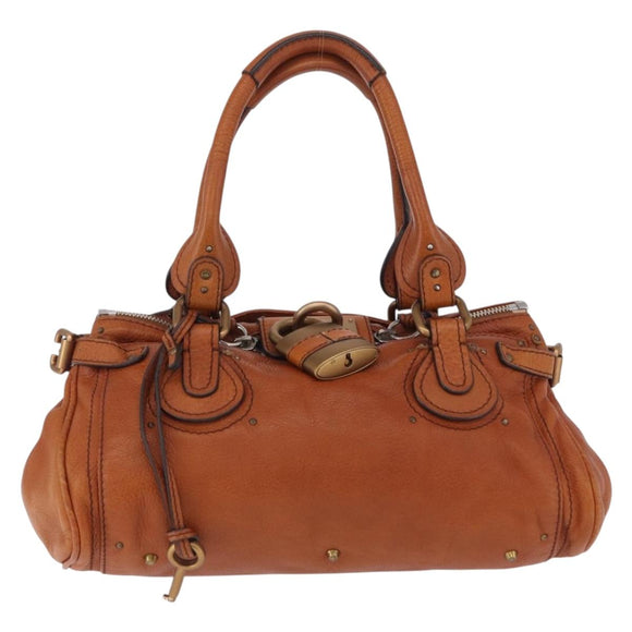 Chloe Paddington Hand Bag Leather Brown Gold Silver Auth ki6775M