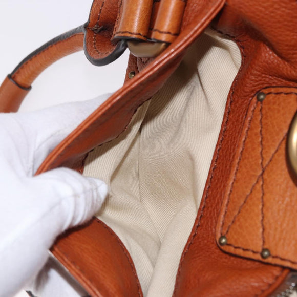 Chloe Paddington Hand Bag Leather Brown Gold Silver Auth ki6775M