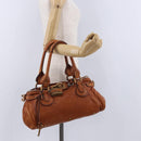 Chloe Paddington Hand Bag Leather Brown Gold Silver Auth ki6775M-26