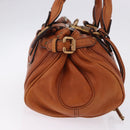 Chloe Paddington Hand Bag Leather Brown Gold Silver Auth ki6775M-4