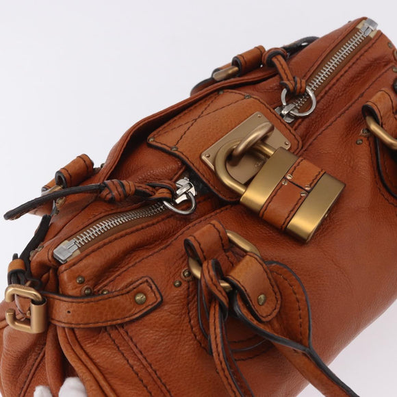 Chloe Paddington Hand Bag Leather Brown Gold Silver Auth ki6775M
