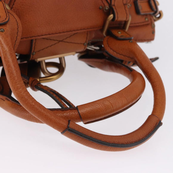 Chloe Paddington Hand Bag Leather Brown Gold Silver Auth ki6775M