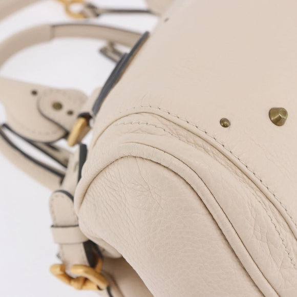 Chloe Paddington Hand Bag Leather Beige Gold Silver Auth ki6776M