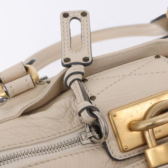 Chloe Paddington Hand Bag Leather Beige Gold Silver Auth ki6776M