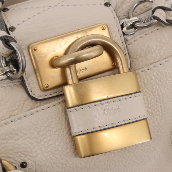 Chloe Paddington Hand Bag Leather Beige Gold Silver Auth ki6776M