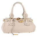 Chloe Paddington Hand Bag Leather Beige Gold Silver Auth ki6776M-13