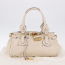 Chloe Paddington Hand Bag Leather Beige Gold Silver Auth ki6776M-12