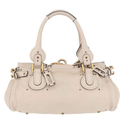 Chloe Paddington Hand Bag Leather Beige Gold Silver Auth ki6776M - 0