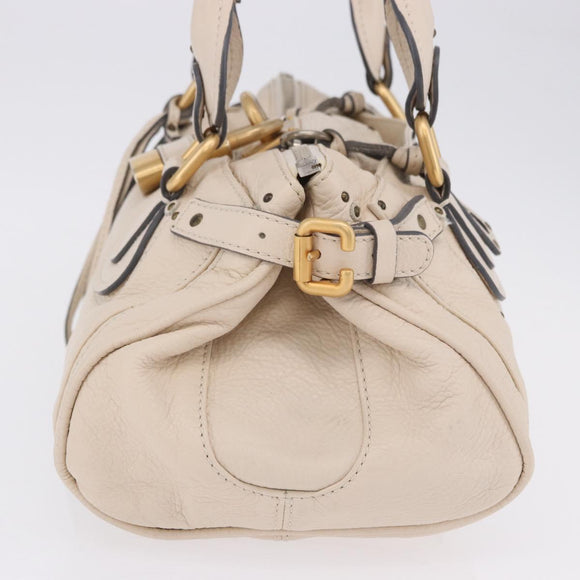 Chloe Paddington Hand Bag Leather Beige Gold Silver Auth ki6776M