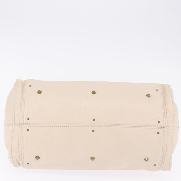 Chloe Paddington Hand Bag Leather Beige Gold Silver Auth ki6776M