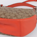 Coach Signature Shoulder Bag PVC 2way Beige Silver Auth ki6777A-12