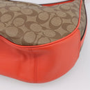 Coach Signature Shoulder Bag PVC 2way Beige Silver Auth ki6777A-14