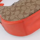 Coach Signature Shoulder Bag PVC 2way Beige Silver Auth ki6777A-15