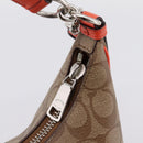 Coach Signature Shoulder Bag PVC 2way Beige Silver Auth ki6777A-17