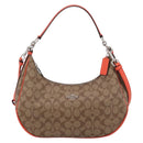 Coach Signature Shoulder Bag PVC 2way Beige Silver Auth ki6777A-2