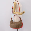 Coach Signature Shoulder Bag PVC 2way Beige Silver Auth ki6777A-26