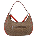 Coach Signature Shoulder Bag PVC 2way Beige Silver Auth ki6777A-3