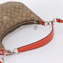 Coach Signature Shoulder Bag PVC 2way Beige Silver Auth ki6777A-7