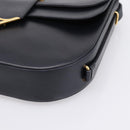 CARTIER Sapphire Line Shoulder Bag Leather Black Gold Auth ki6781A-9