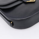 CARTIER Sapphire Line Shoulder Bag Leather Black Gold Auth ki6781A-14
