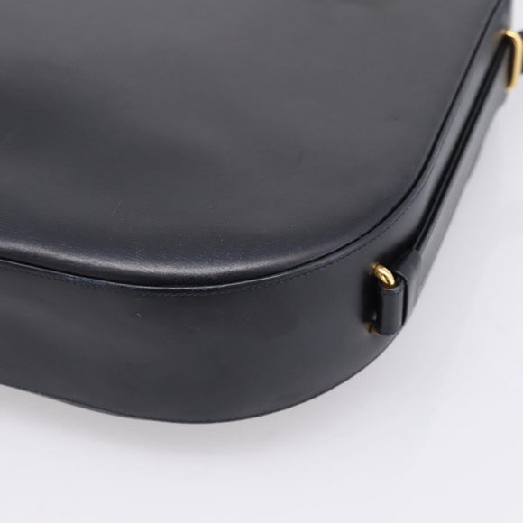 CARTIER Sapphire Line Shoulder Bag Leather Black Gold Auth ki6781A
