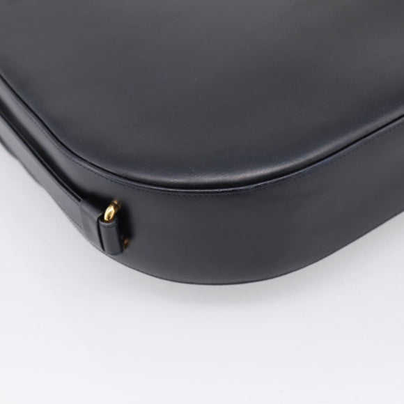 CARTIER Sapphire Line Shoulder Bag Leather Black Gold Auth ki6781A